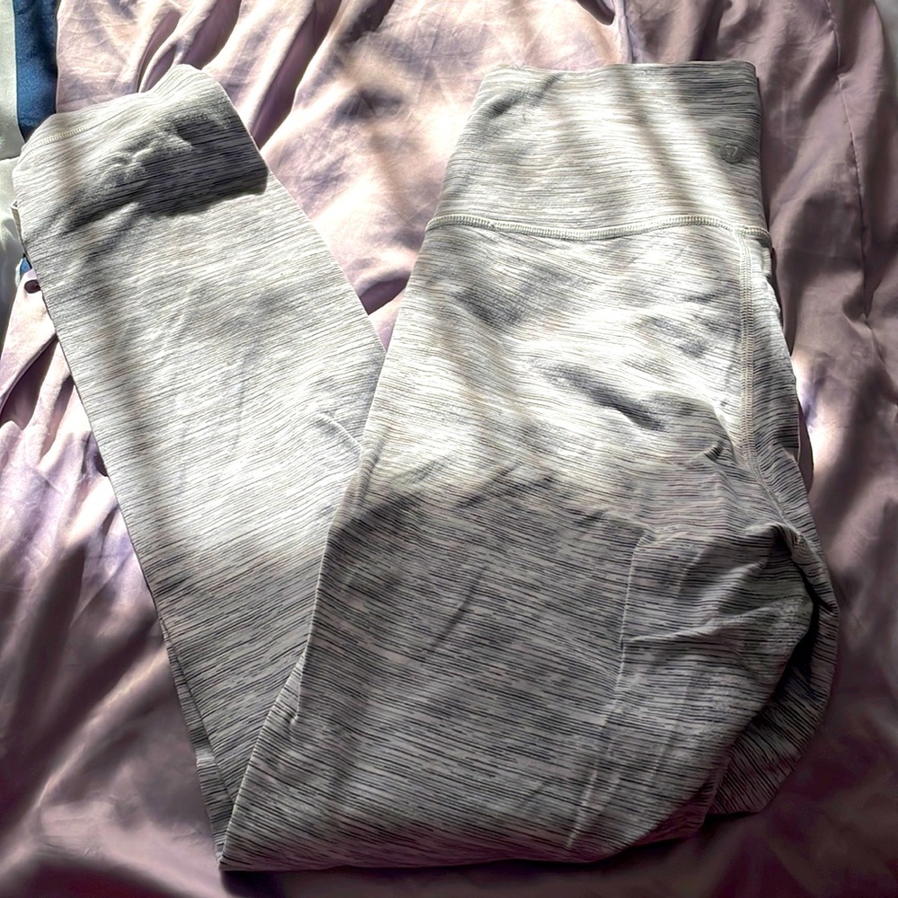 Gray striped wonder under Lululemon leggings